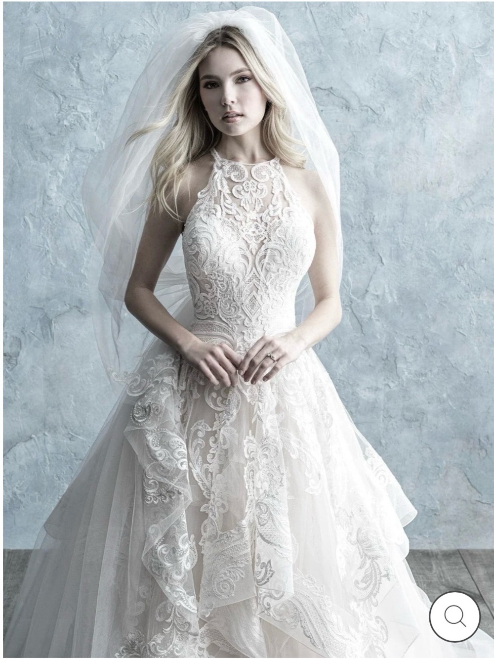 Allure 9652 - NWT Halter Lace Applique Ball Gown Wedding Dress in Ivory - Picture 2 of 10